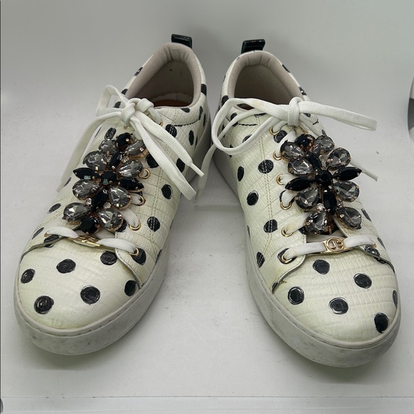 Jorge Bischoff Crystal White/Black Polka Dot Sneakers Shoes **Size 37/US 6**🌺🌺 - Picture 3 of 11